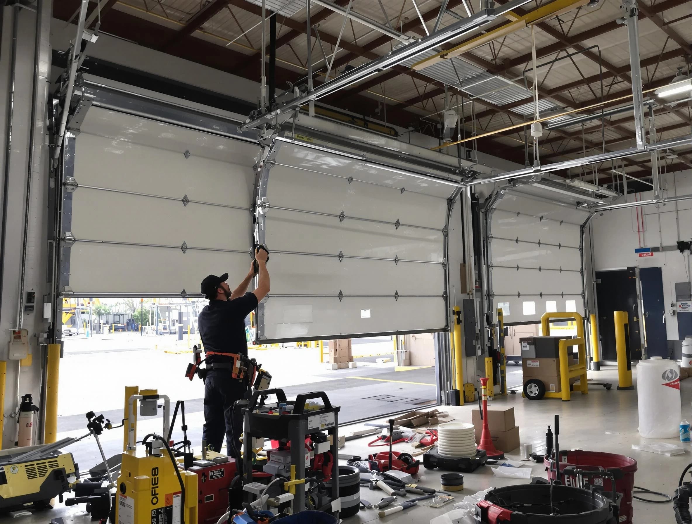 Woodlake Garage Door Repair technician performing commercial garage door repair in Woodlake