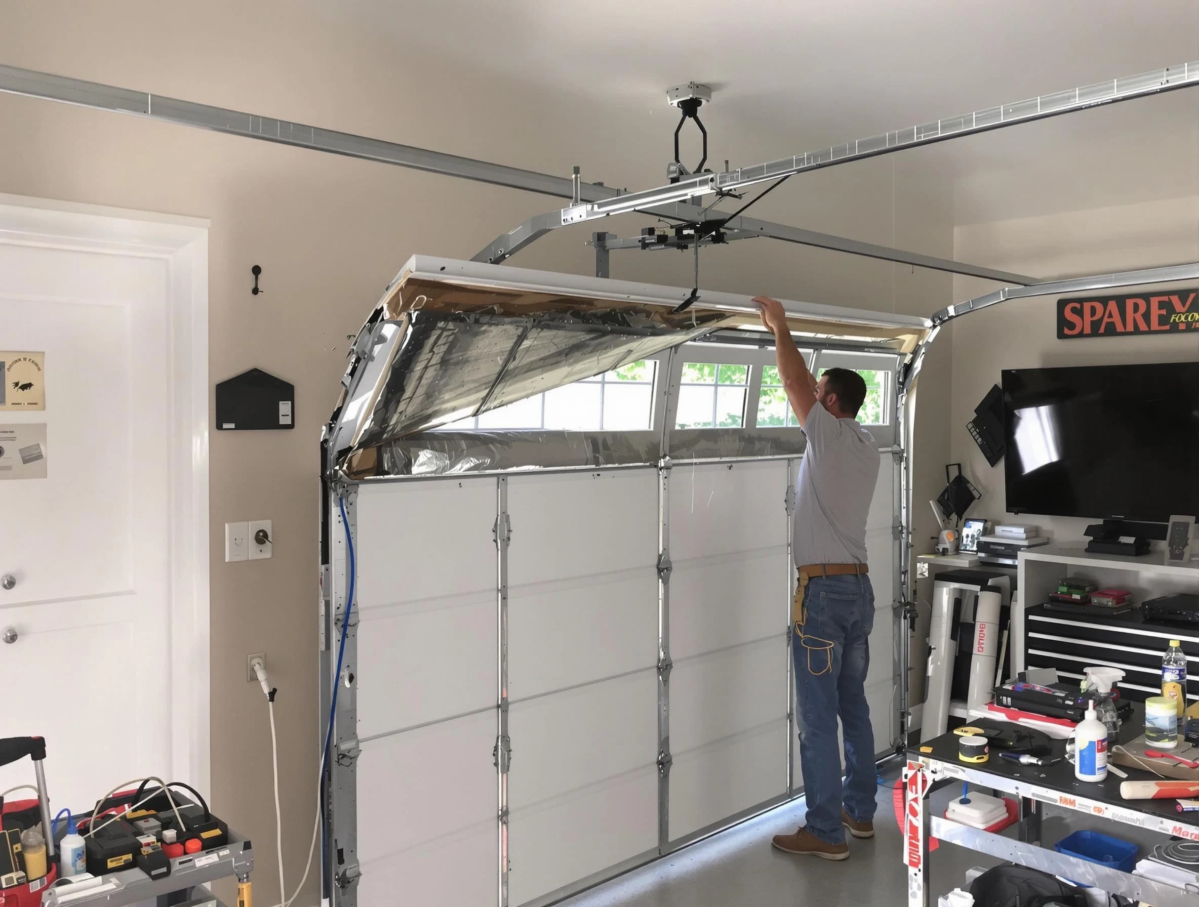 Garage door section replacement by Woodlake Garage Door Repair in Woodlake