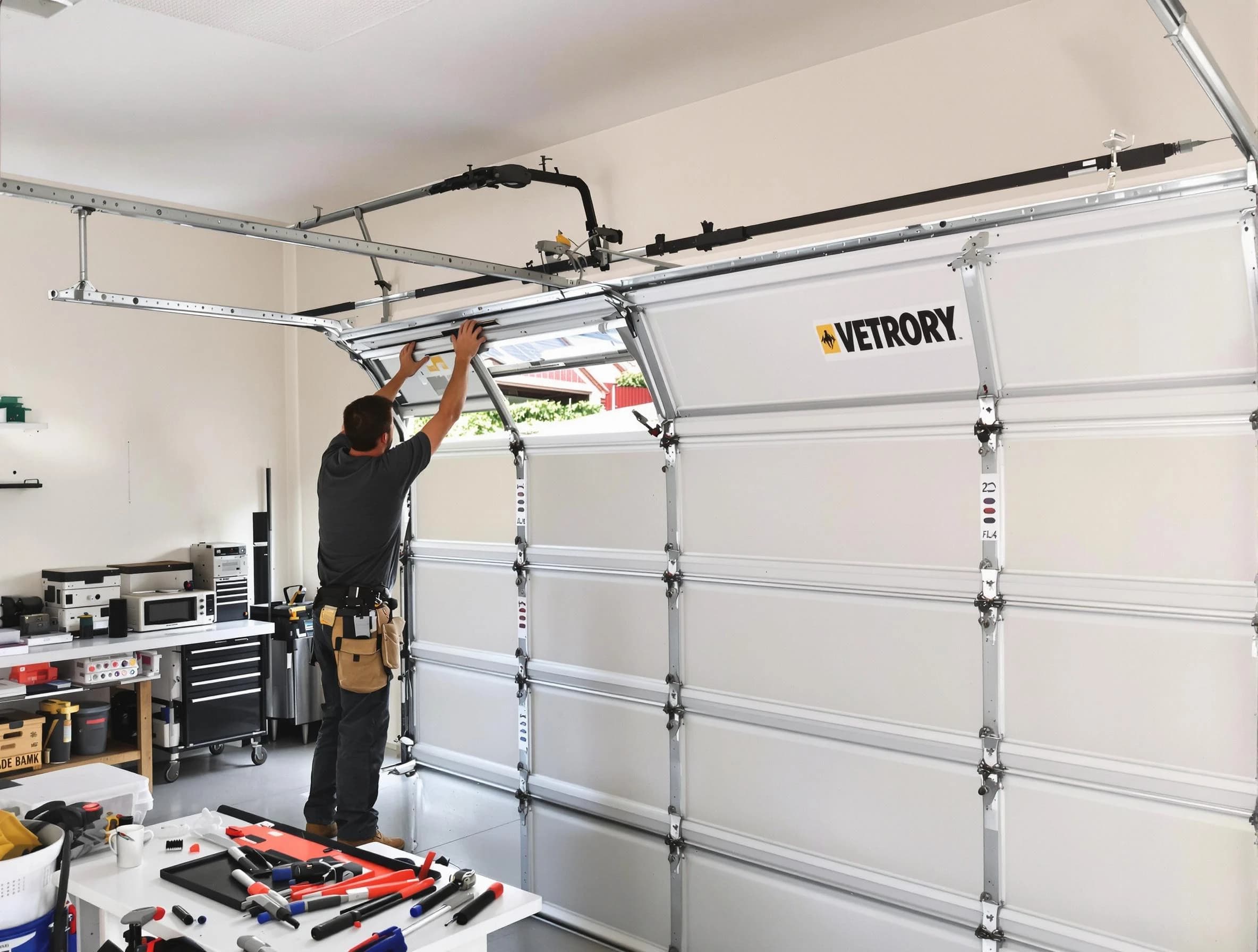Woodlake Garage Door Repair technician performing section replacement in Woodlake