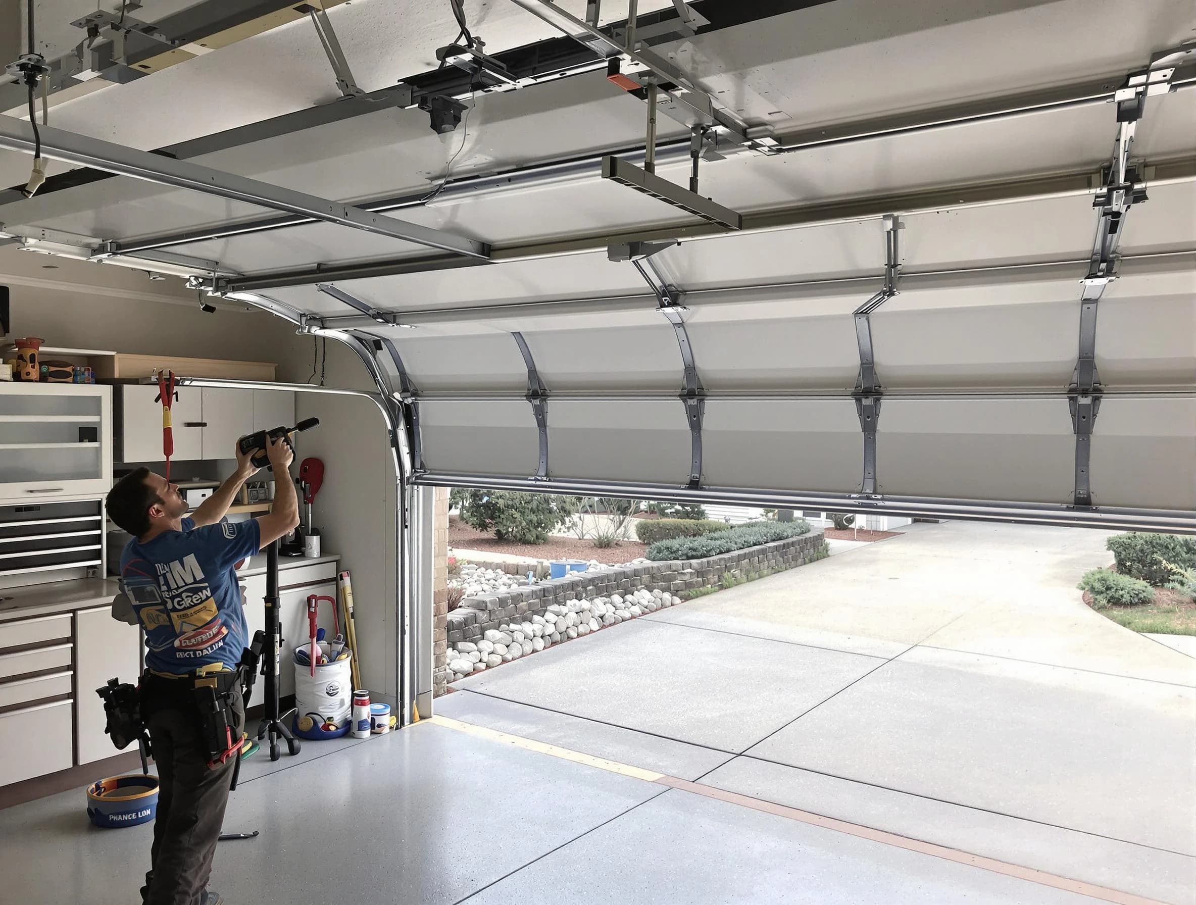 Garage door track repair service by Woodlake Garage Door Repair in Woodlake